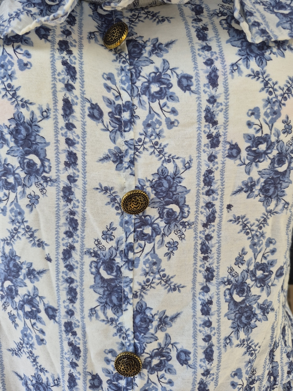 Blu Pepper tie strap Maxi Blue Vertical Ditsy Floral Stripe dress L - Picture 3 of 12
